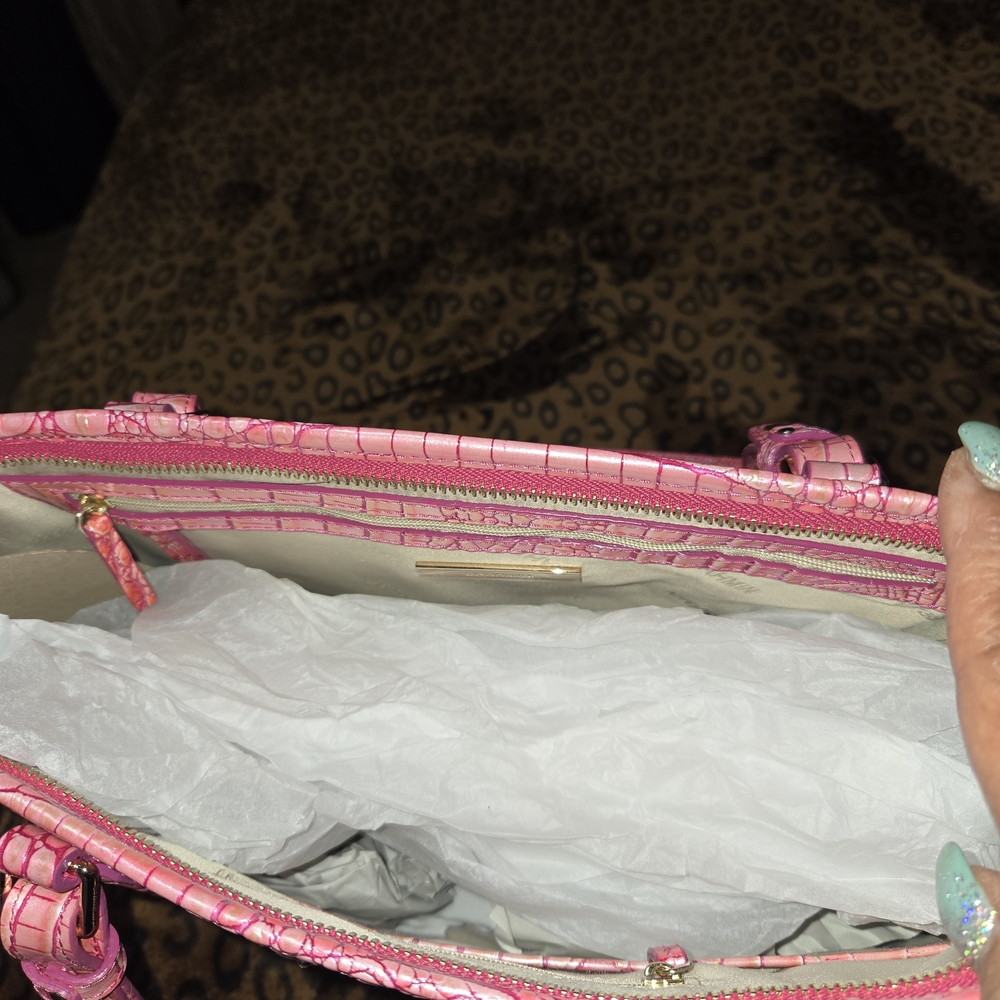 Brahmin Pink Croc-Embossed Tote - Picture 4 of 5